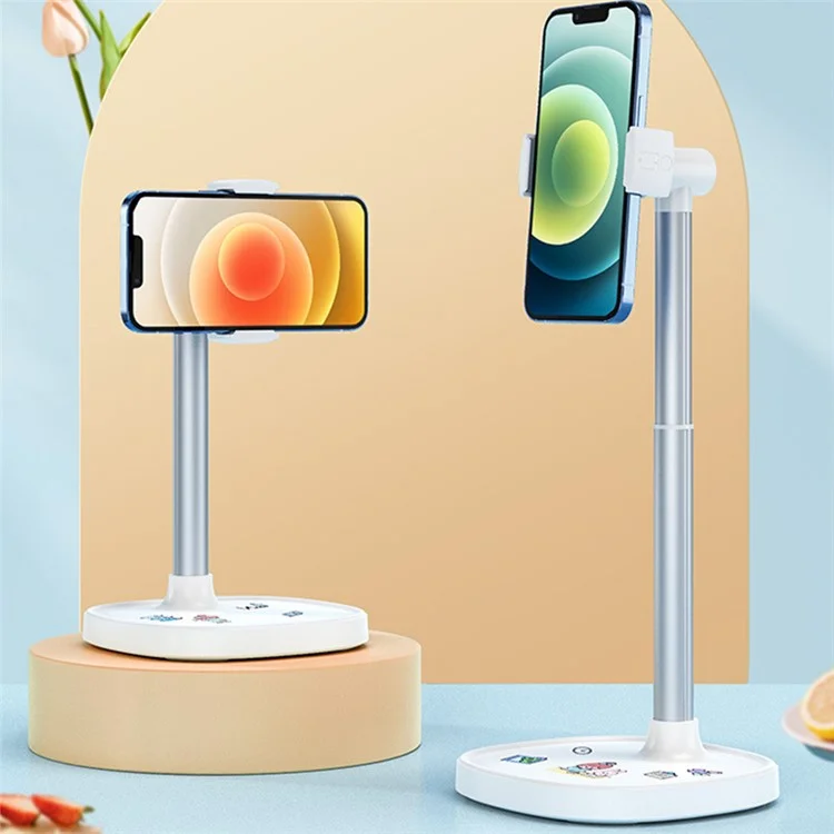 X66 Lifting Mobile Phone Stand 360 Grad Drehung Handy-Clip Schreibtisch-Halterung - Weiß