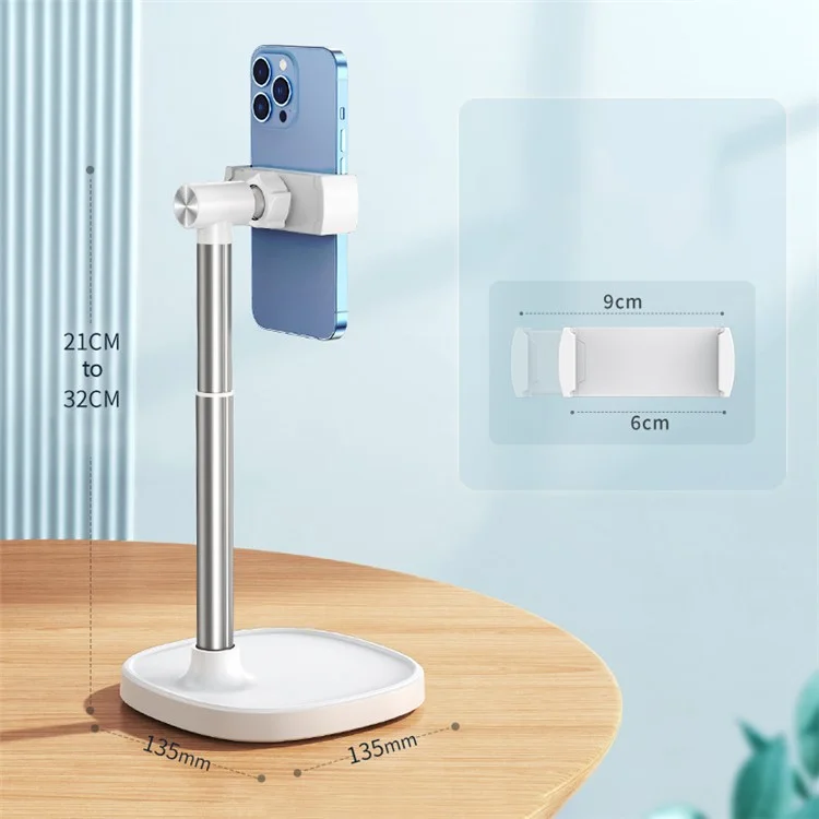 X66 Lifting Mobile Phone Stand 360 Grad Drehung Handy-Clip Schreibtisch-Halterung - Weiß