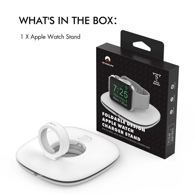 AHASTYLE PT126 Für Apple Watch Ladeständer Faltbar Smartwatch-Ladegerät Halterung Ladestation - Weiß