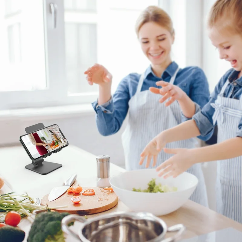 AHASTYLE ST01 Foldable Aluminum Alloy Phone Holder Stand Desktop Dual Shaft Adjustable Bracket - Black