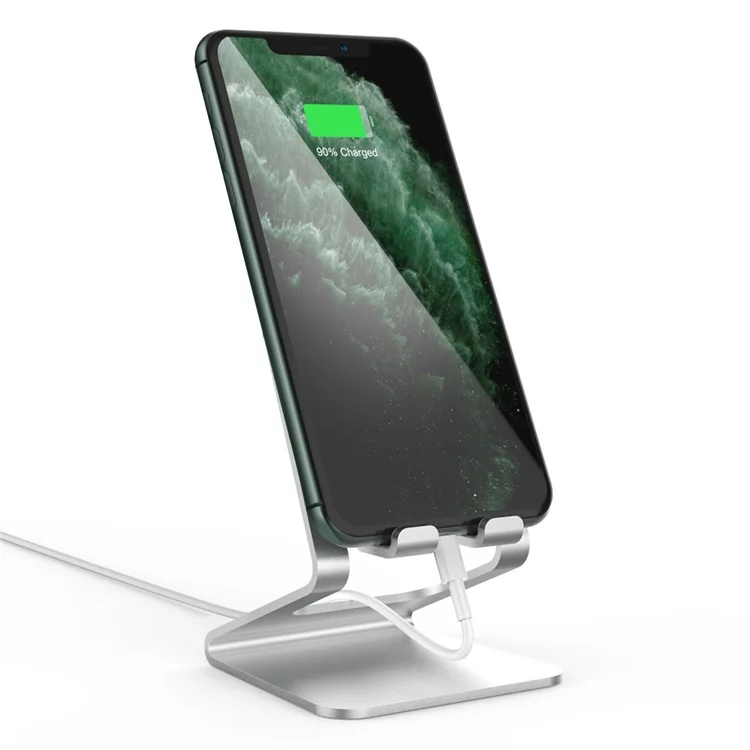 AHASTYLE ST02 Aluminum Alloy Phone Holder Charging Stand Desktop Cellphone Bracket - Silver
