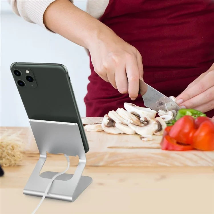 AHASTYLE ST02 Aluminum Alloy Phone Holder Charging Stand Desktop Cellphone Bracket - Silver