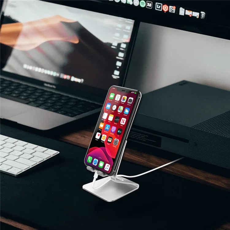 AHASTYLE ST02 Aluminum Alloy Phone Holder Charging Stand Desktop Cellphone Bracket - Silver