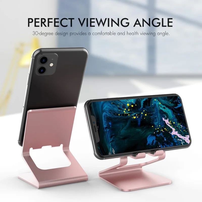 AHASTYLE ST02 Aluminum Alloy Phone Holder Charging Stand Desktop Cellphone Bracket - Rose Gold