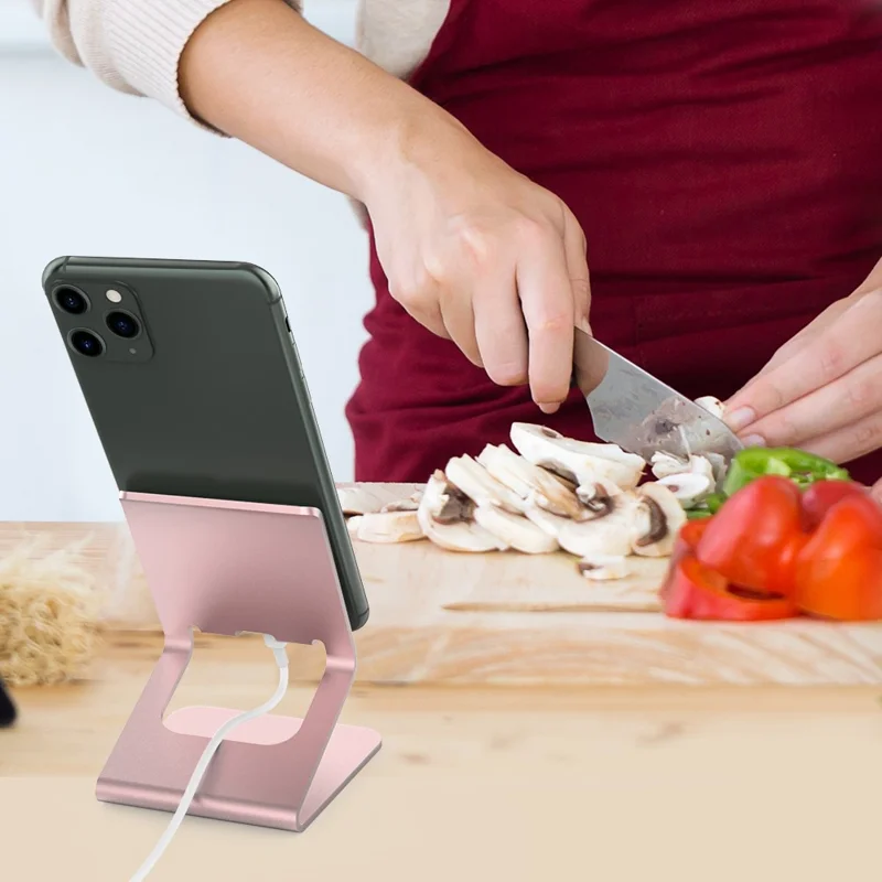 AHASTYLE ST02 Aluminum Alloy Phone Holder Charging Stand Desktop Cellphone Bracket - Rose Gold