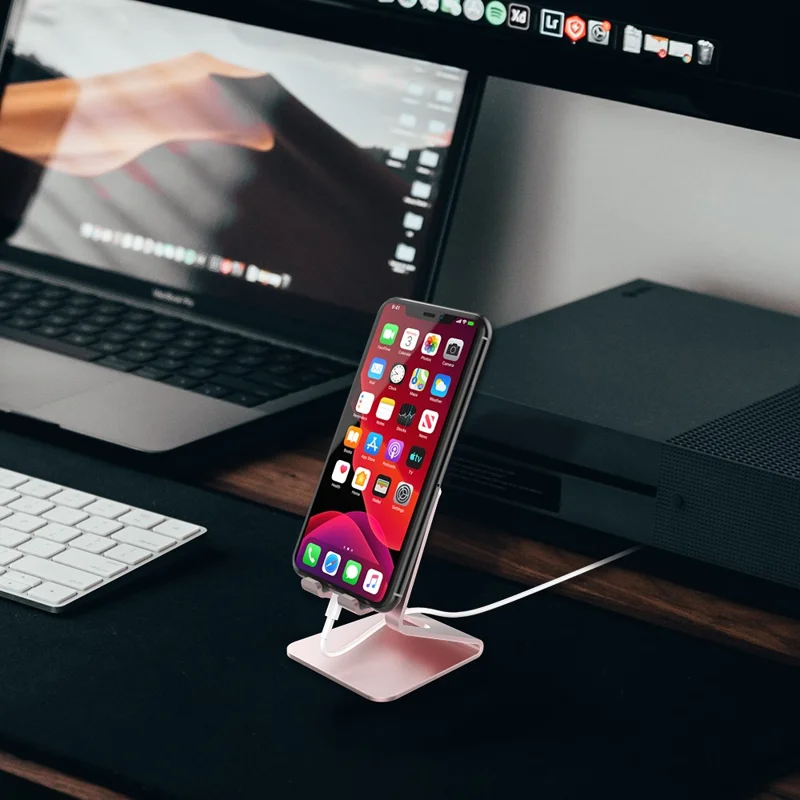 AHASTYLE ST02 Aluminum Alloy Phone Holder Charging Stand Desktop Cellphone Bracket - Rose Gold