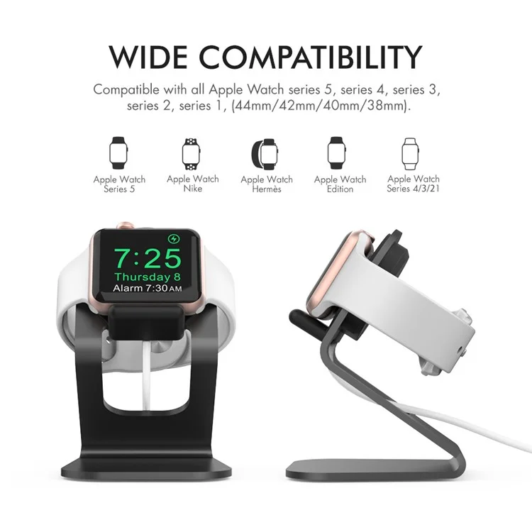 AHASTYLE ST03 per Apple Watch Supporto di ricarica in lega di alluminio Smartwatch Caricabatterie Supporto Staffa - Nero