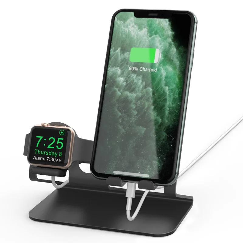 AHASTYLE ST04 For Apple Watch / iPhone Aluminum Alloy Charging Stand Desktop Charging Bracket - Black