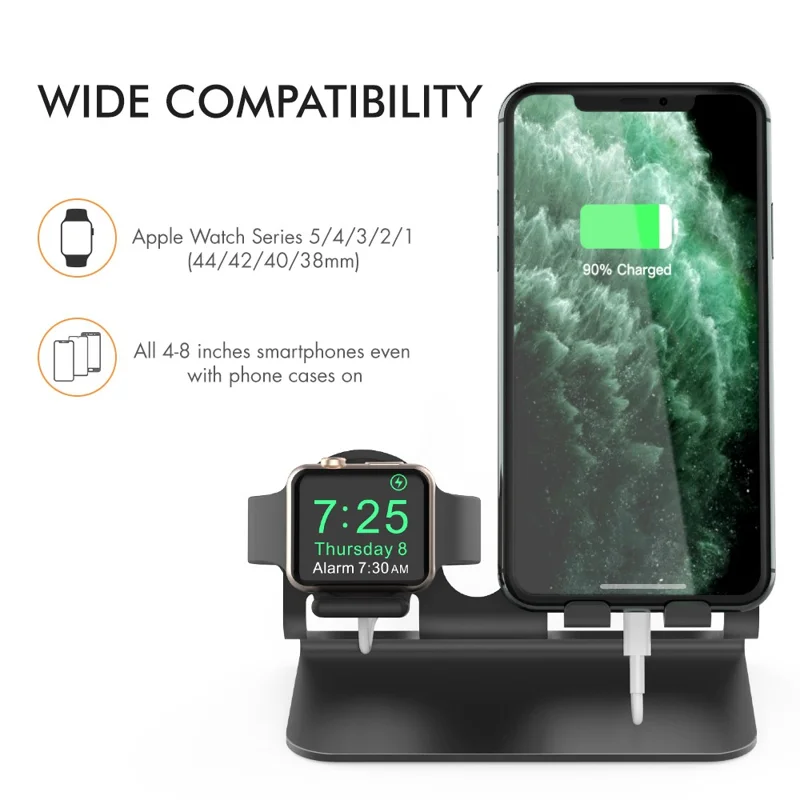 AHASTYLE ST04 For Apple Watch / iPhone Aluminum Alloy Charging Stand Desktop Charging Bracket - Black