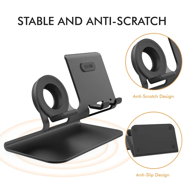 AHASTYLE ST04 For Apple Watch / iPhone Aluminum Alloy Charging Stand Desktop Charging Bracket - Black
