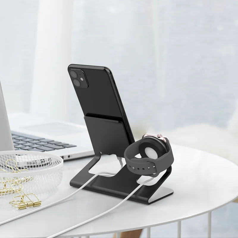 AHASTYLE ST04 For Apple Watch / iPhone Aluminum Alloy Charging Stand Desktop Charging Bracket - Black