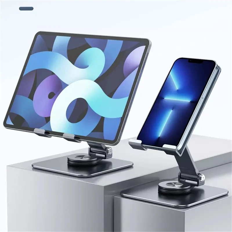 Folding Phone Bracket 360 Degree Rotation Angle Adjustable Desktop Tablet Holder - Silver