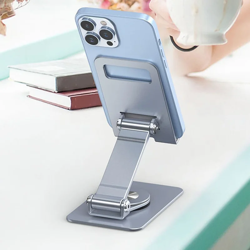 Folding Phone Bracket 360 Degree Rotation Angle Adjustable Desktop Tablet Holder - Silver