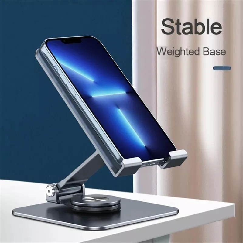 Folding Phone Bracket 360 Degree Rotation Angle Adjustable Desktop Tablet Holder - Silver