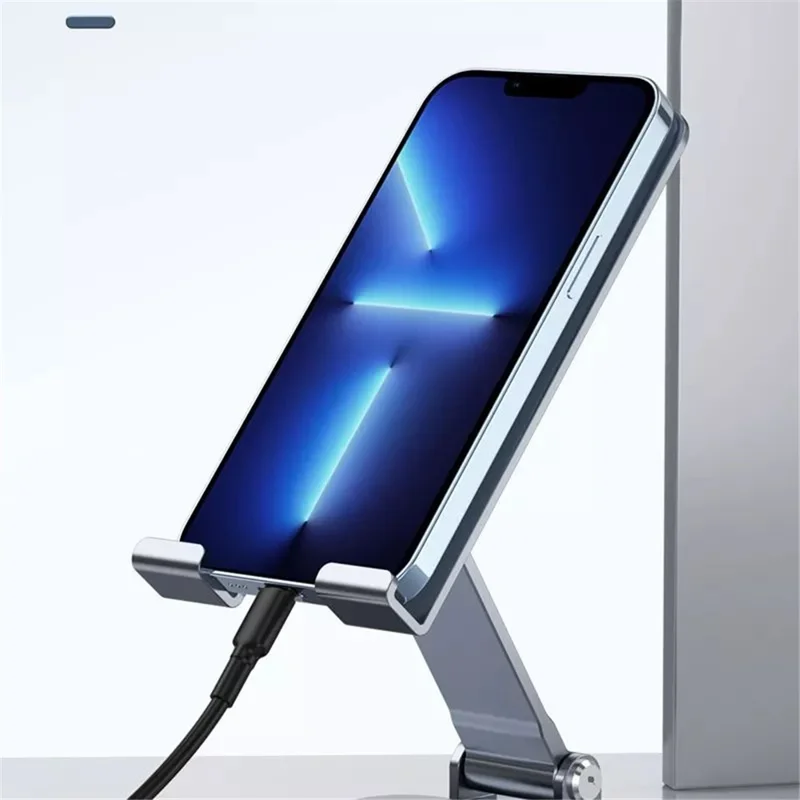 Folding Phone Bracket 360 Degree Rotation Angle Adjustable Desktop Tablet Holder - Silver