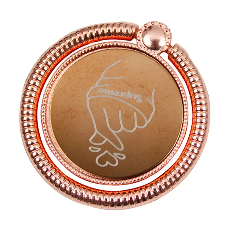 Folding Ring Phone Holder Stand Electroplating Metal Adhesive Cell Phone Kickstand - Rose Gold