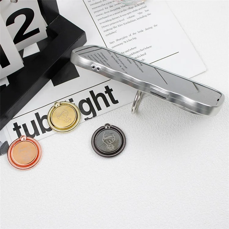 Folding Ring Phone Holder Stand Electroplating Metal Adhesive Cell Phone Kickstand - Rose Gold