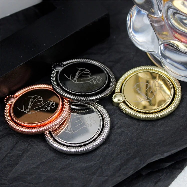 Folding Ring Phone Holder Stand Electroplating Metal Adhesive Cell Phone Kickstand - Rose Gold