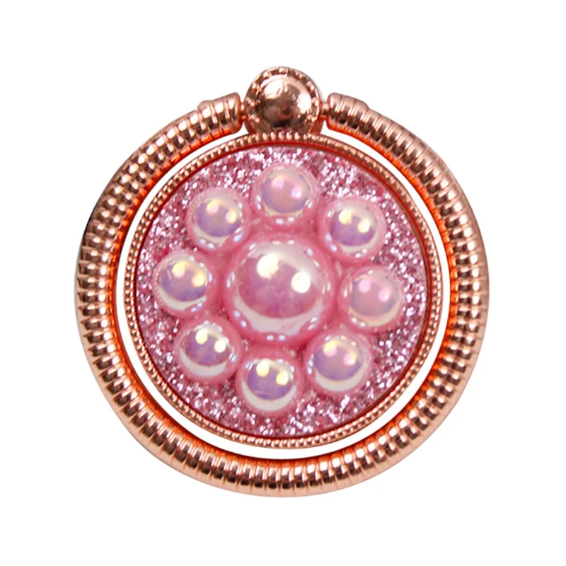 Electroplated Metal Folding Ring Buckle Phone Holder Desktop Cell Phone Kickstand - Pink