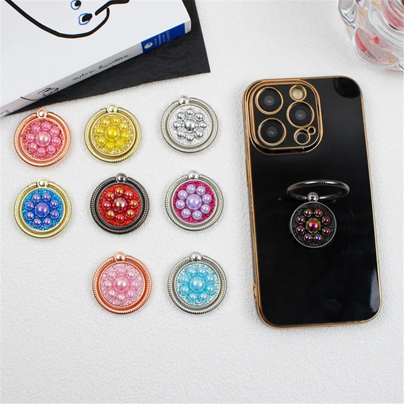 Electroplated Metal Folding Ring Buckle Phone Holder Desktop Cell Phone Kickstand - Pink