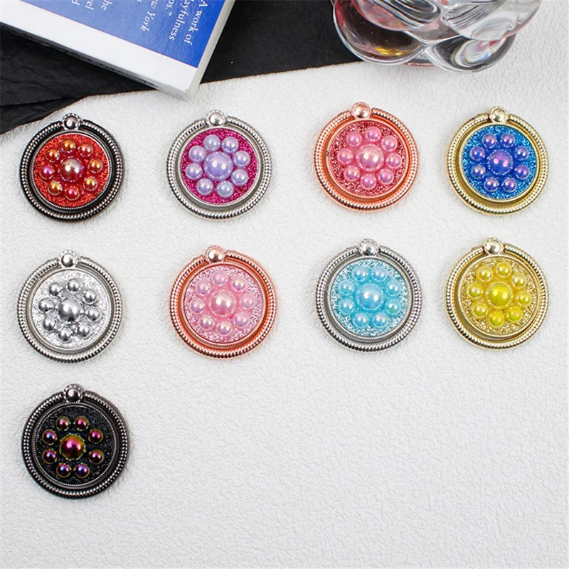 Electroplated Metal Folding Ring Buckle Phone Holder Desktop Cell Phone Kickstand - Pink