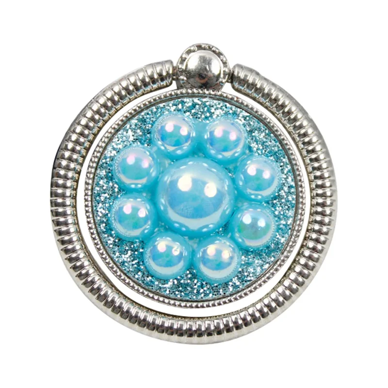 Electroplated Metal Folding Ring Buckle Phone Holder Desktop Cell Phone Kickstand - Light Blue