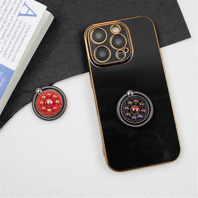 Electroplated Metal Folding Ring Buckle Phone Holder Desktop Cell Phone Kickstand - Light Blue