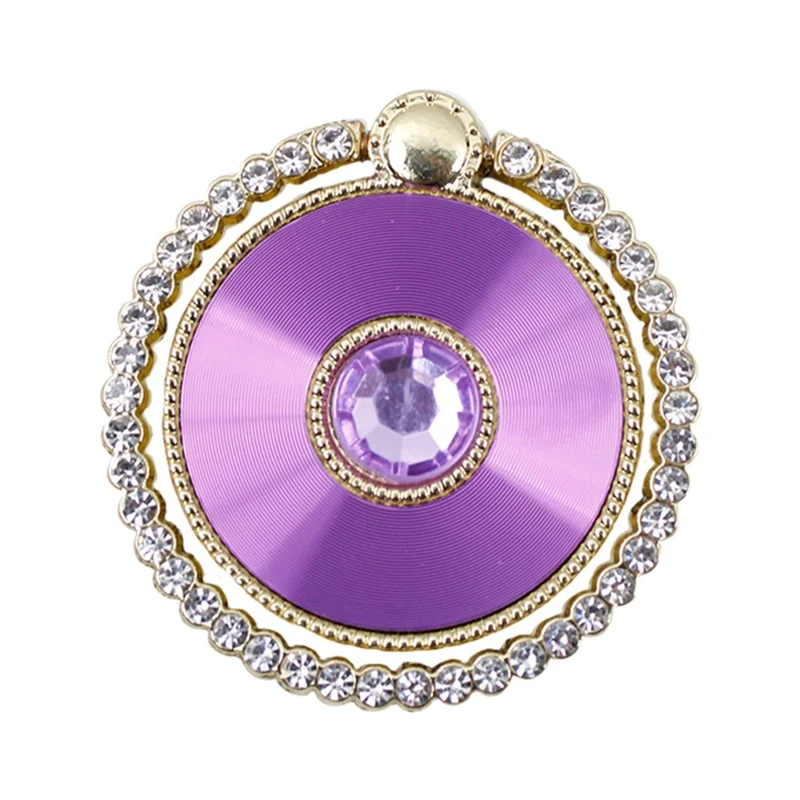 Rhinestone Decor Folding Ring Buckle Phone Holder Electroplated Stylish Mobile Kickstand - Purple