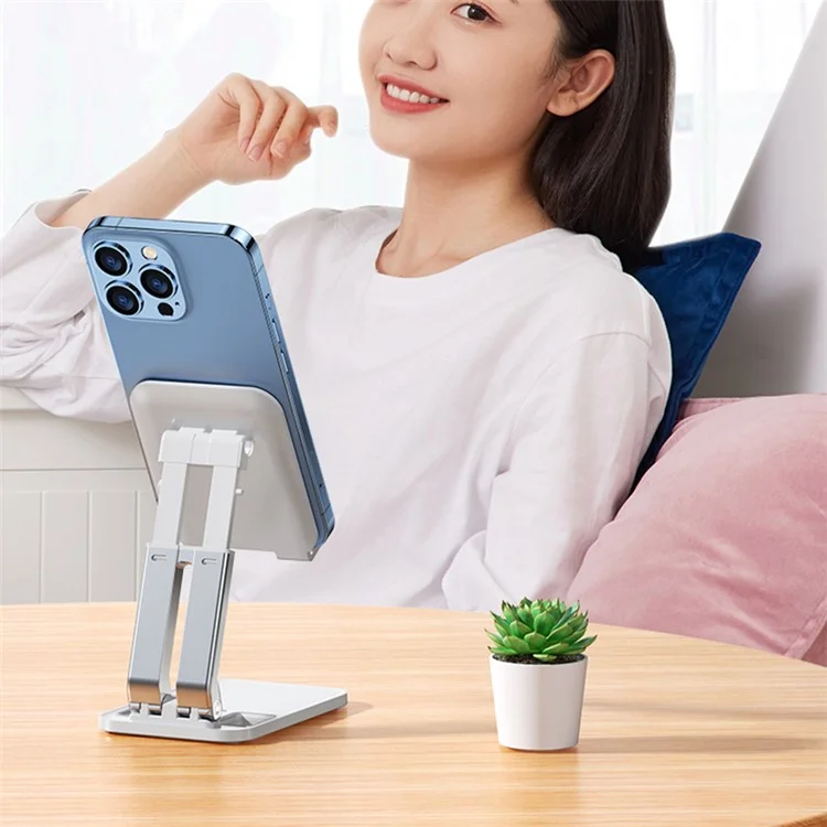 T8 Desktop Biaxial Phone Foldable Stand Adjustable Telescopic Mobile Phone Tablet Holder - Weiß
