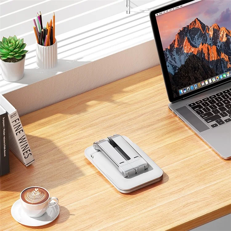 T8 Desktop Biaxial Phone Foldable Stand Adjustable Telescopic Mobile Phone Tablet Holder - Weiß