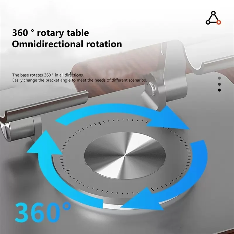 P2027 Folding Lazy Bracket 360 Degree Rotation Aluminum Alloy Tablet Holder Stand - Grey