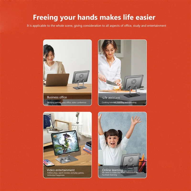 P2027 Folding Lazy Bracket 360 Degree Rotation Aluminum Alloy Tablet Holder Stand - Grey