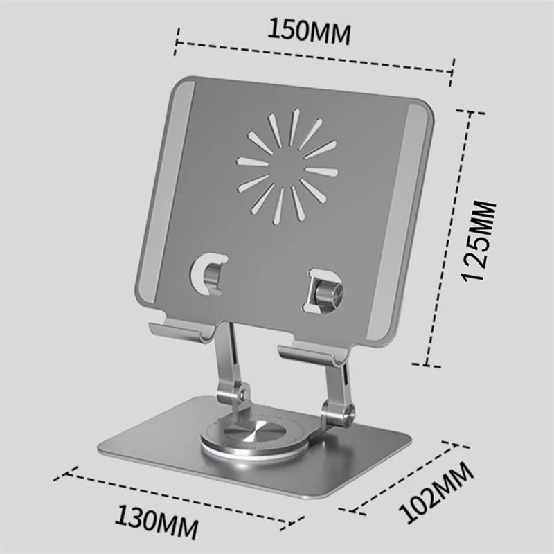 P2027 Folding Lazy Bracket 360 Degree Rotation Aluminum Alloy Tablet Holder Stand - Grey