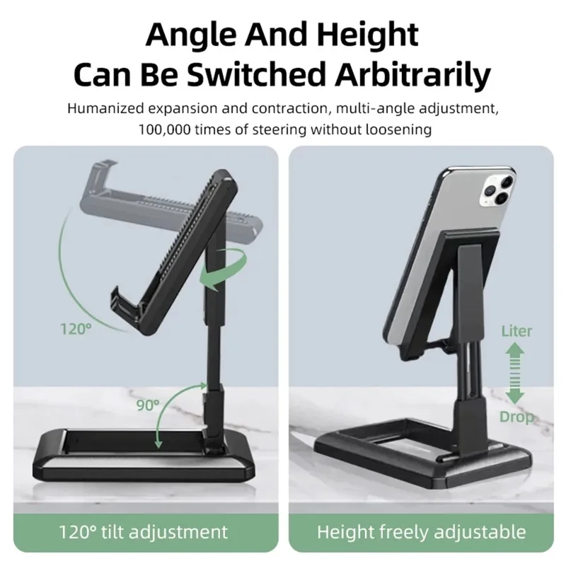 Folding Desk Phone Stand Non-Slip Adjustable Phone Holder for iPhone / Samsung / Huawei - Green