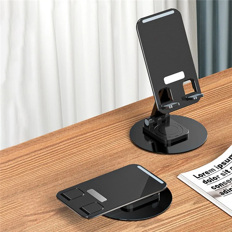 K39B Desktop Phone Mobile Tablet Support Stand Rotatif Rotation Aluminium Alliaget - Noir