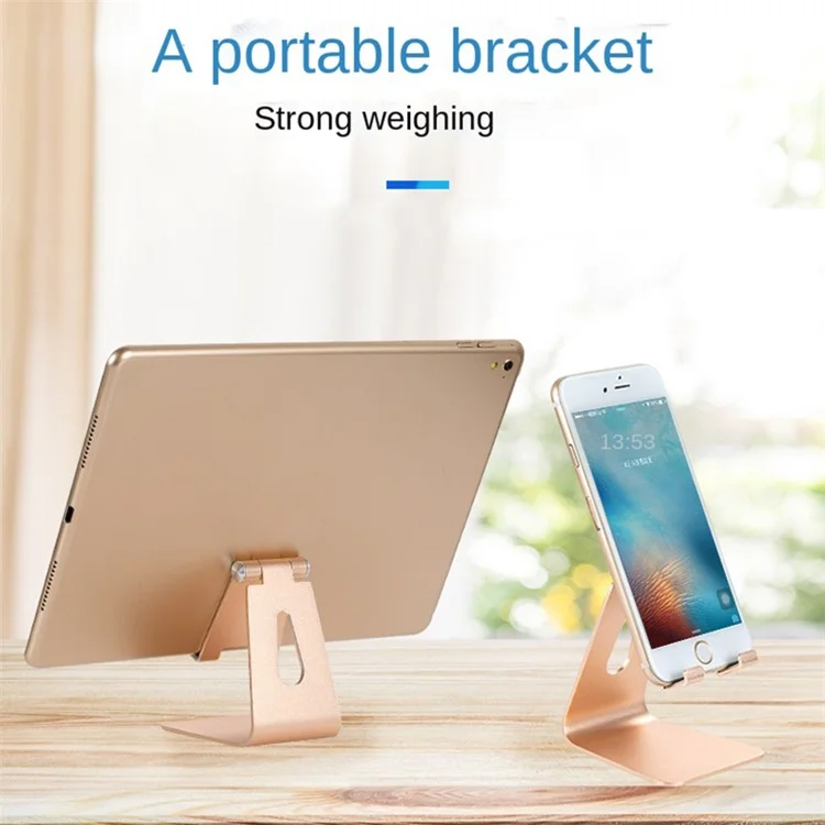 Z4A Small Size Adjustable Desktop Lazy Mobile Phone Tablet Holder Aluminum Alloy Stand Cellphone Tablet Bracket - Oro