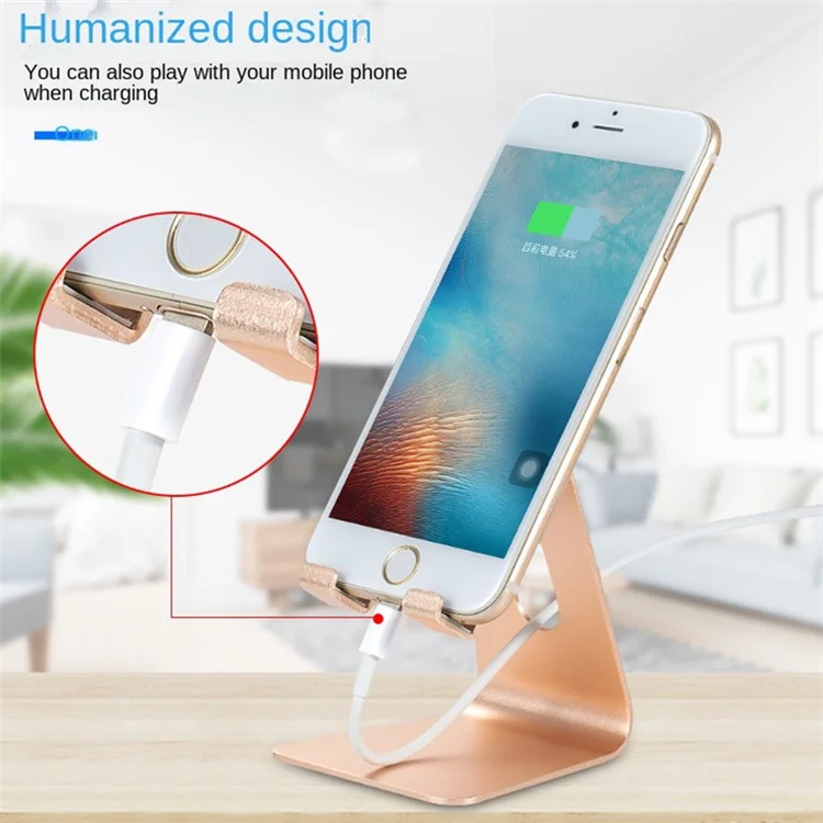 Z4A Small Size Adjustable Desktop Lazy Mobile Phone Tablet Holder Aluminum Alloy Stand Cellphone Tablet Bracket - Oro