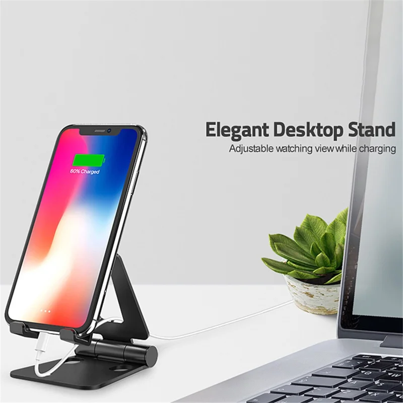 AS007 Foldable Smartphone Stand Holder Aluminum Alloy Cell Phone Stand Desktop Mount Bracket - Silver