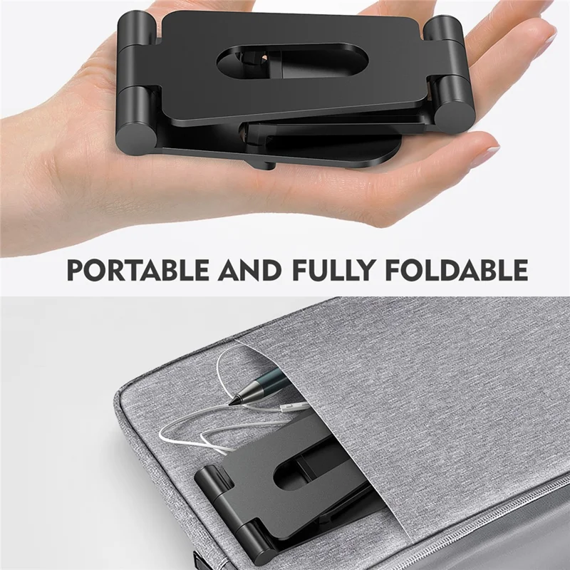 AS007 Foldable Smartphone Stand Holder Aluminum Alloy Cell Phone Stand Desktop Mount Bracket - Silver