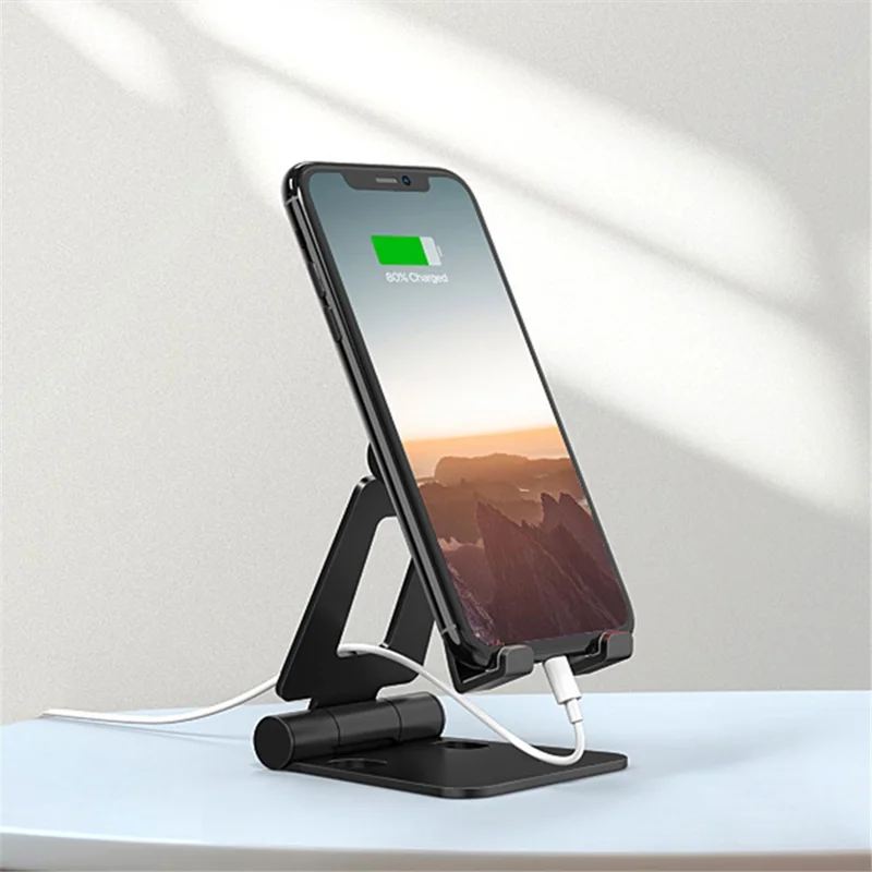 AS007 Foldable Smartphone Stand Holder Aluminum Alloy Cell Phone Stand Desktop Mount Bracket - Silver