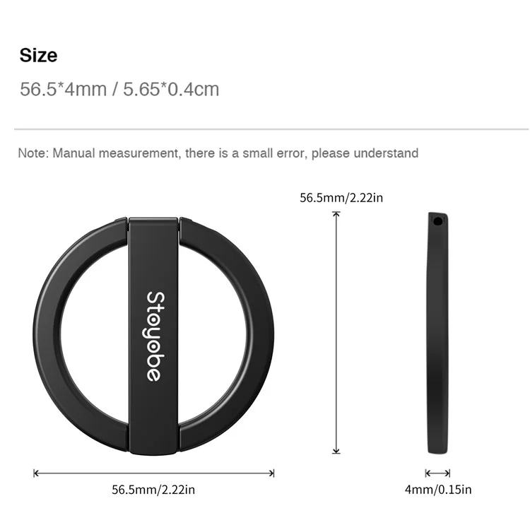 STOYOBE Suporte de Anel Magnético para Telefone Compatível com MagSafe para iPhone 14 / 13 / 12 com Suporte Dobrável para Celular - Preto