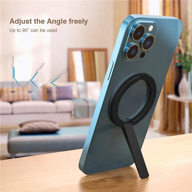 STOYOBE Suporte de Anel Magnético para Telefone Compatível com MagSafe para iPhone 14 / 13 / 12 com Suporte Dobrável para Celular - Preto