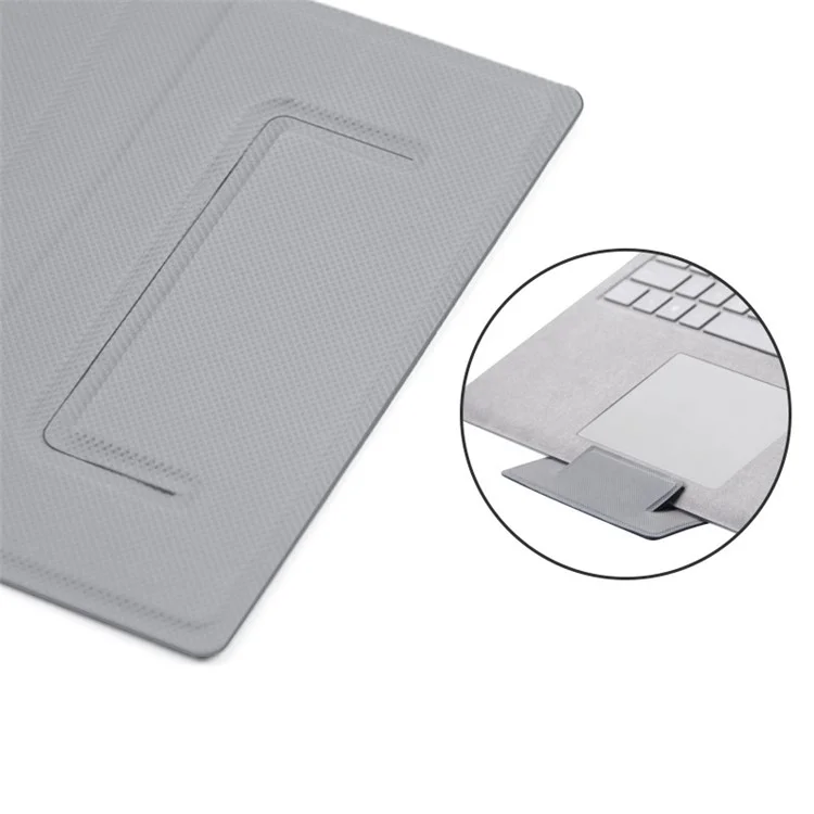 PU Leather Foldable Laptop Holder Stand Notebook Heat Dissipation Bracket - Grey