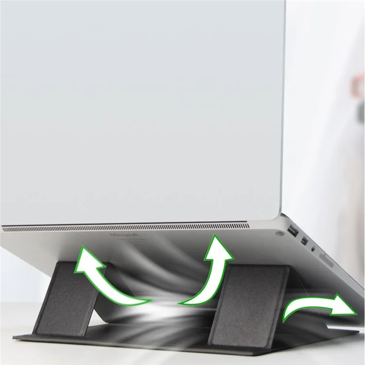 PU Leather Foldable Laptop Holder Stand Notebook Heat Dissipation Bracket - Grey