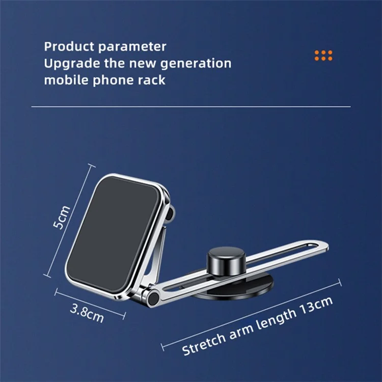 F52 Magnetic Car Phone Holder Stand Adhesive 360 Degrees Rotating Cellphone Bracket - Silver