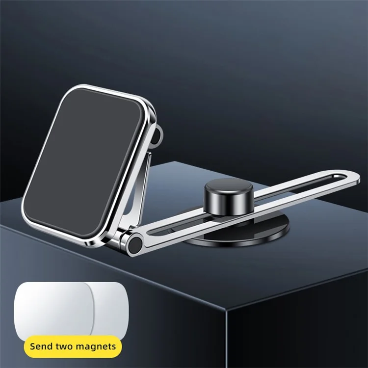 F52 Magnetic Car Phone Holder Stand Adhesive 360 Degrees Rotating Cellphone Bracket - Silver