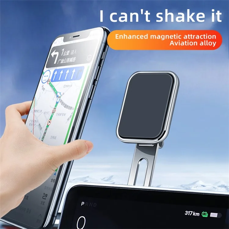 F52 Magnetic Car Phone Holder Stand Adhesive 360 Degrees Rotating Cellphone Bracket - Silver