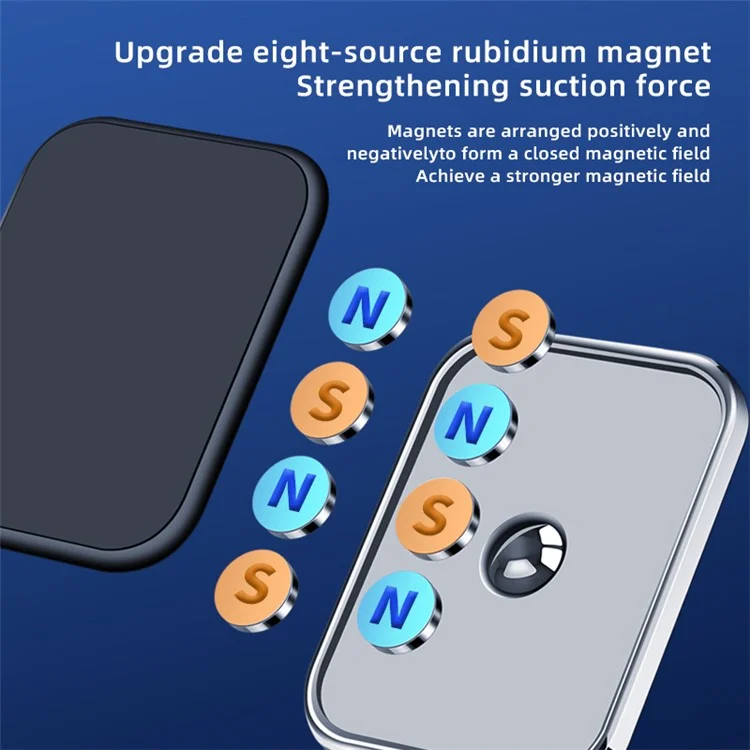 F52 Magnetic Car Phone Holder Stand Adhesive 360 Degrees Rotating Cellphone Bracket - Silver