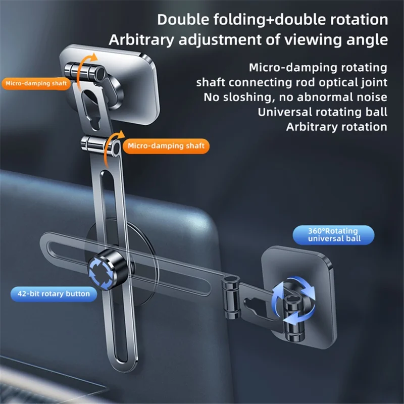 F52 Magnetic Car Phone Holder Stand Adhesive 360 Degrees Rotating Cellphone Bracket - Black