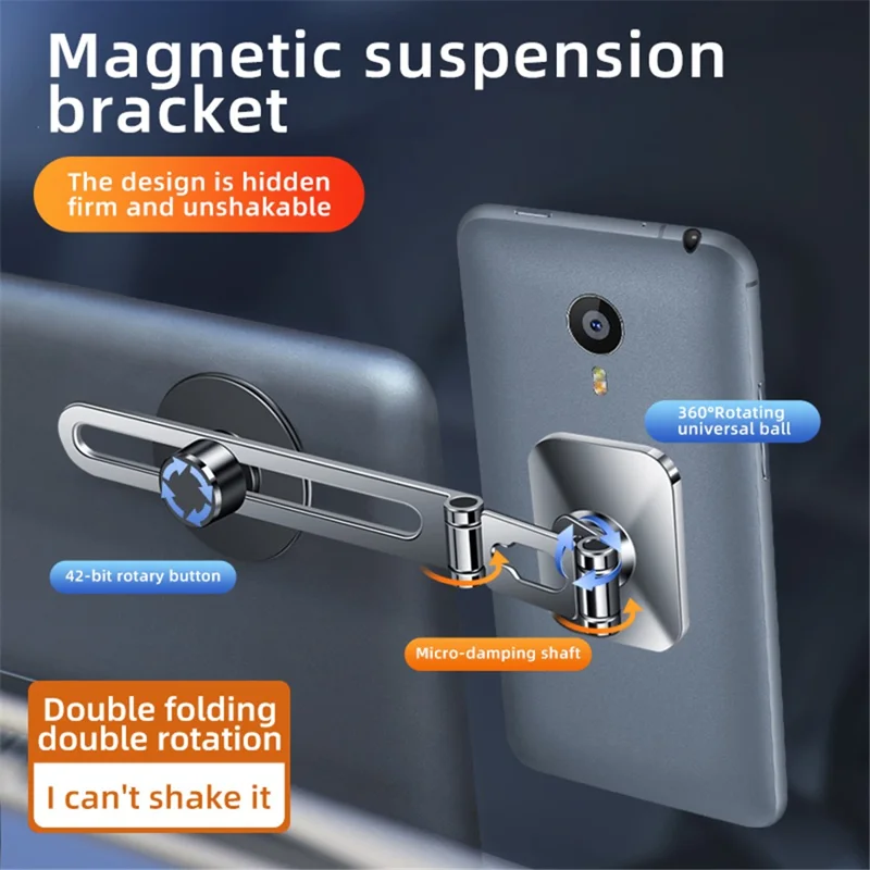 F52 Magnetic Car Phone Holder Stand Adhesive 360 Degrees Rotating Cellphone Bracket - Black